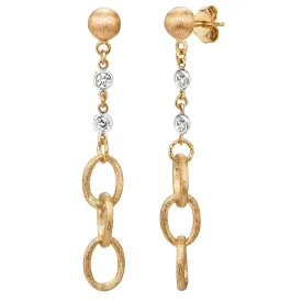 14K Yellow & White Diamond Link Drop Earrings