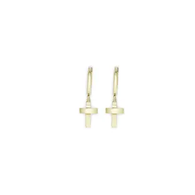 14kt Yellow Gold Cross Huggy Earrings