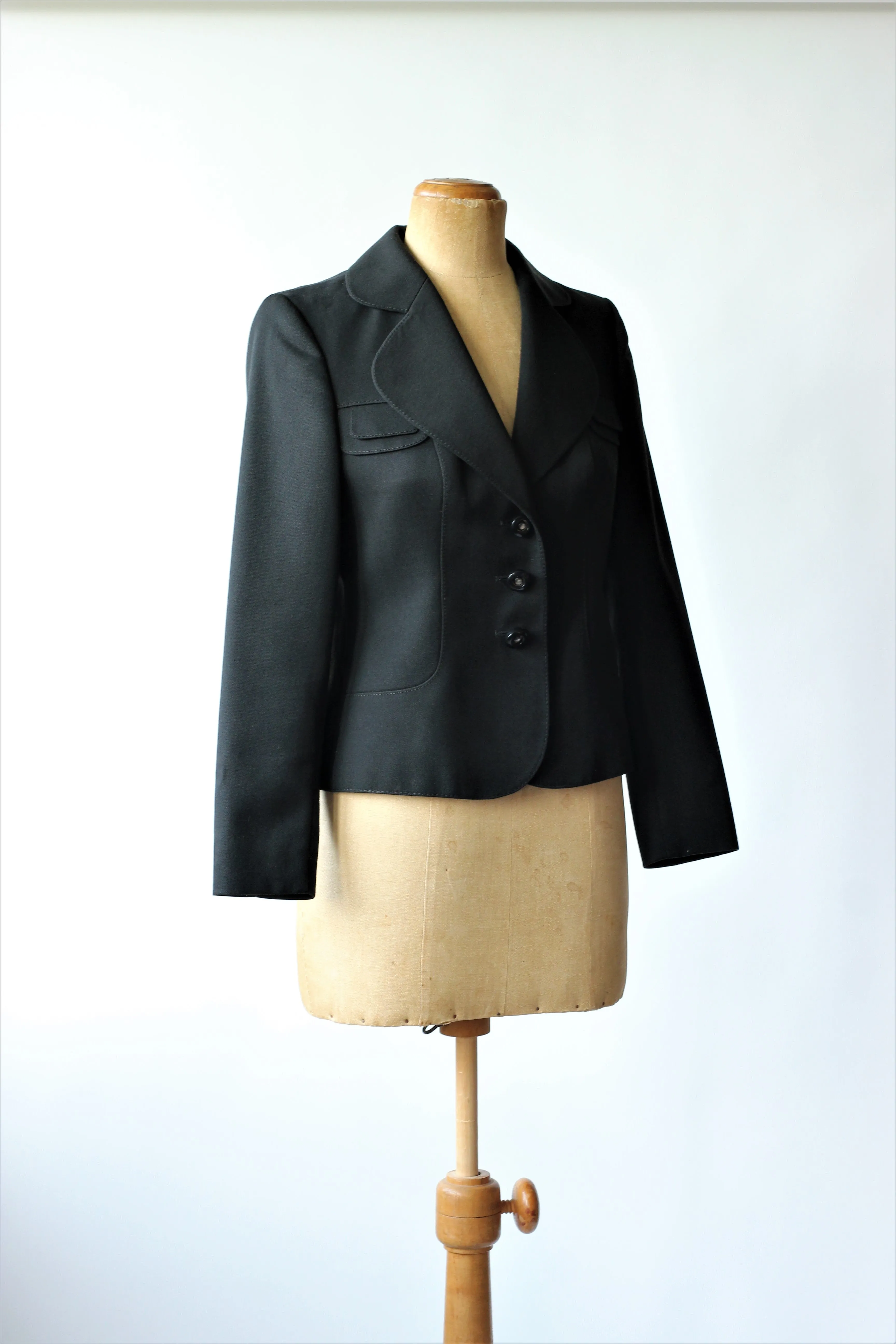 1980s Black Wool Blazer//Size M