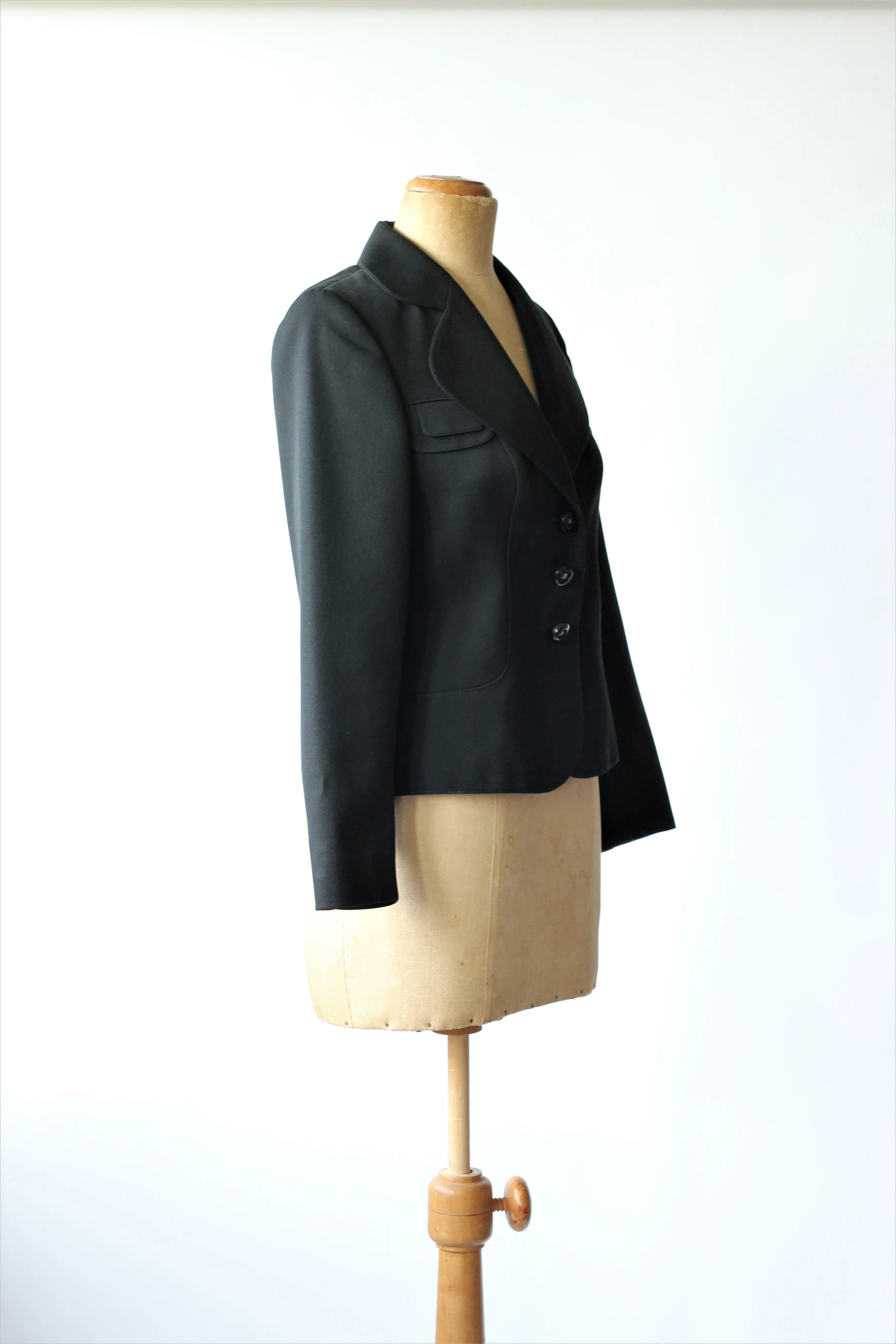 1980s Black Wool Blazer//Size M