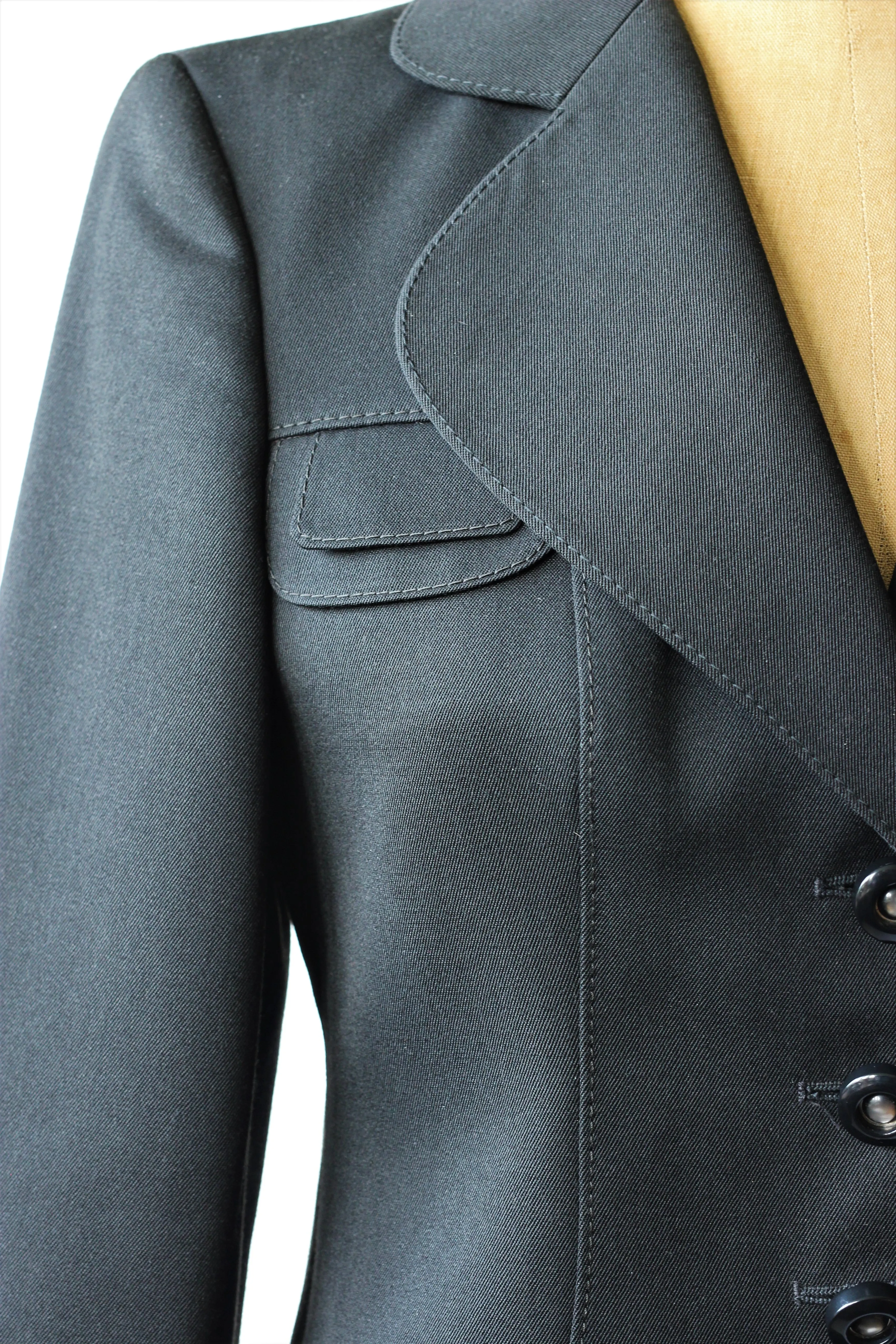 1980s Black Wool Blazer//Size M