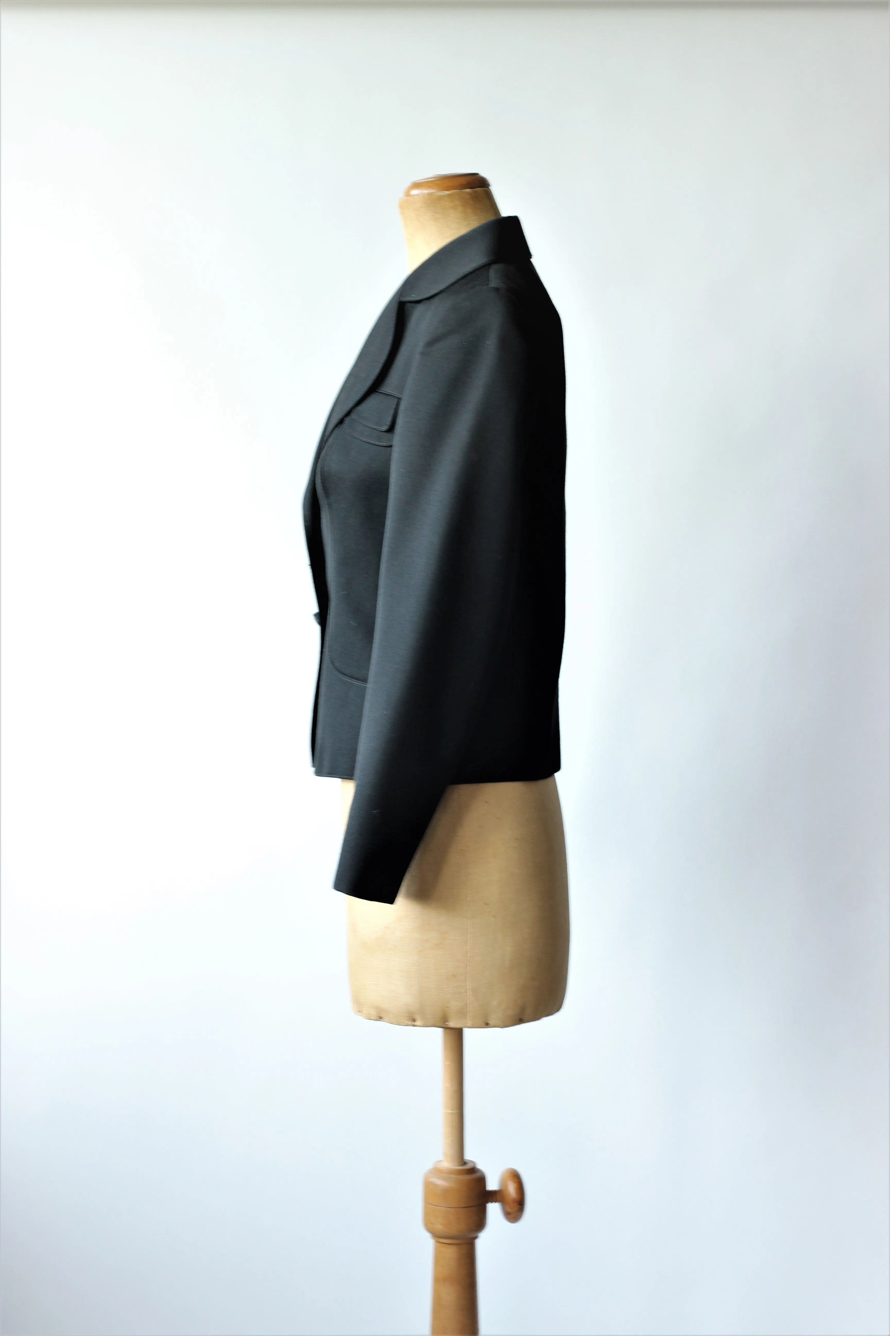 1980s Black Wool Blazer//Size M