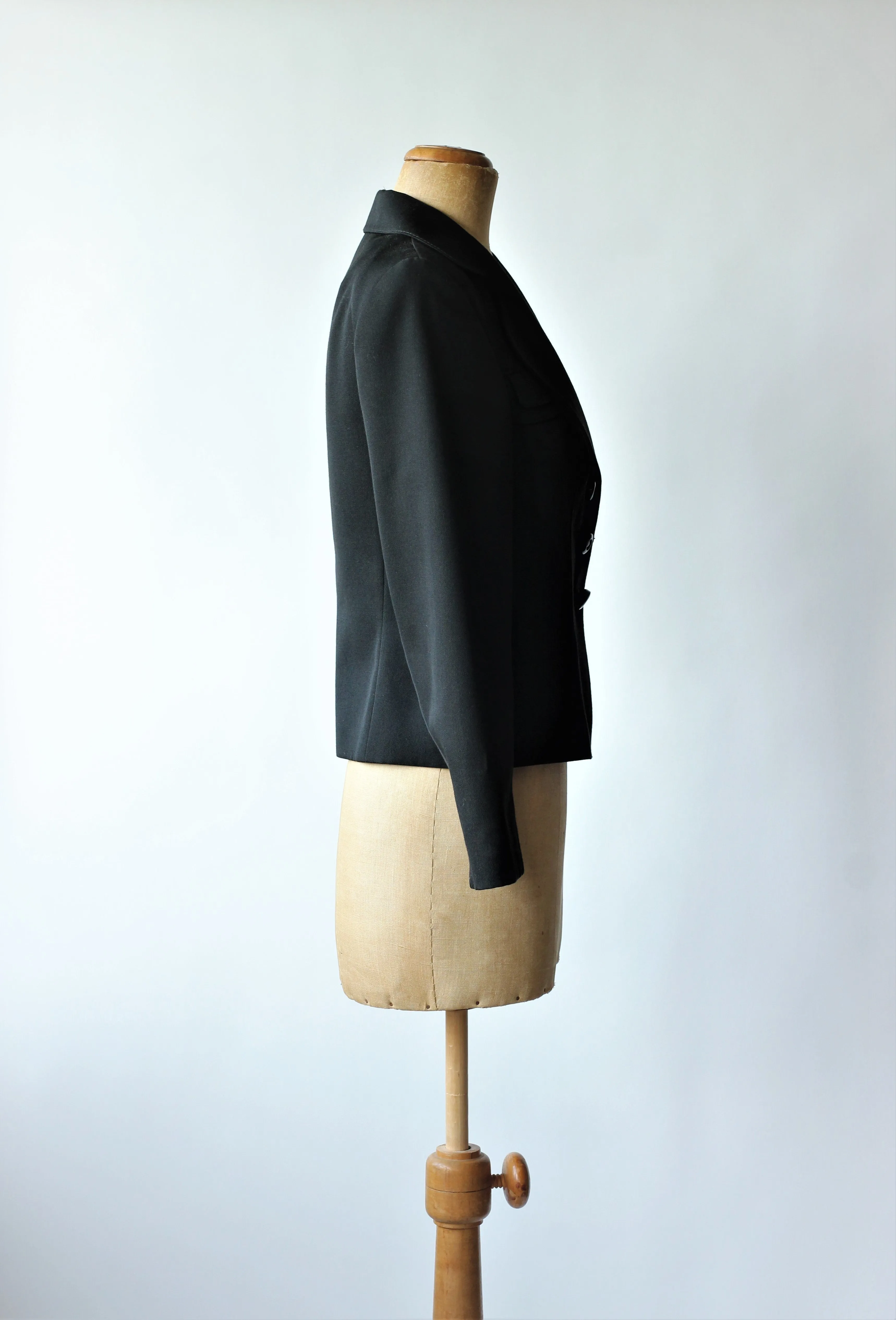 1980s Black Wool Blazer//Size M