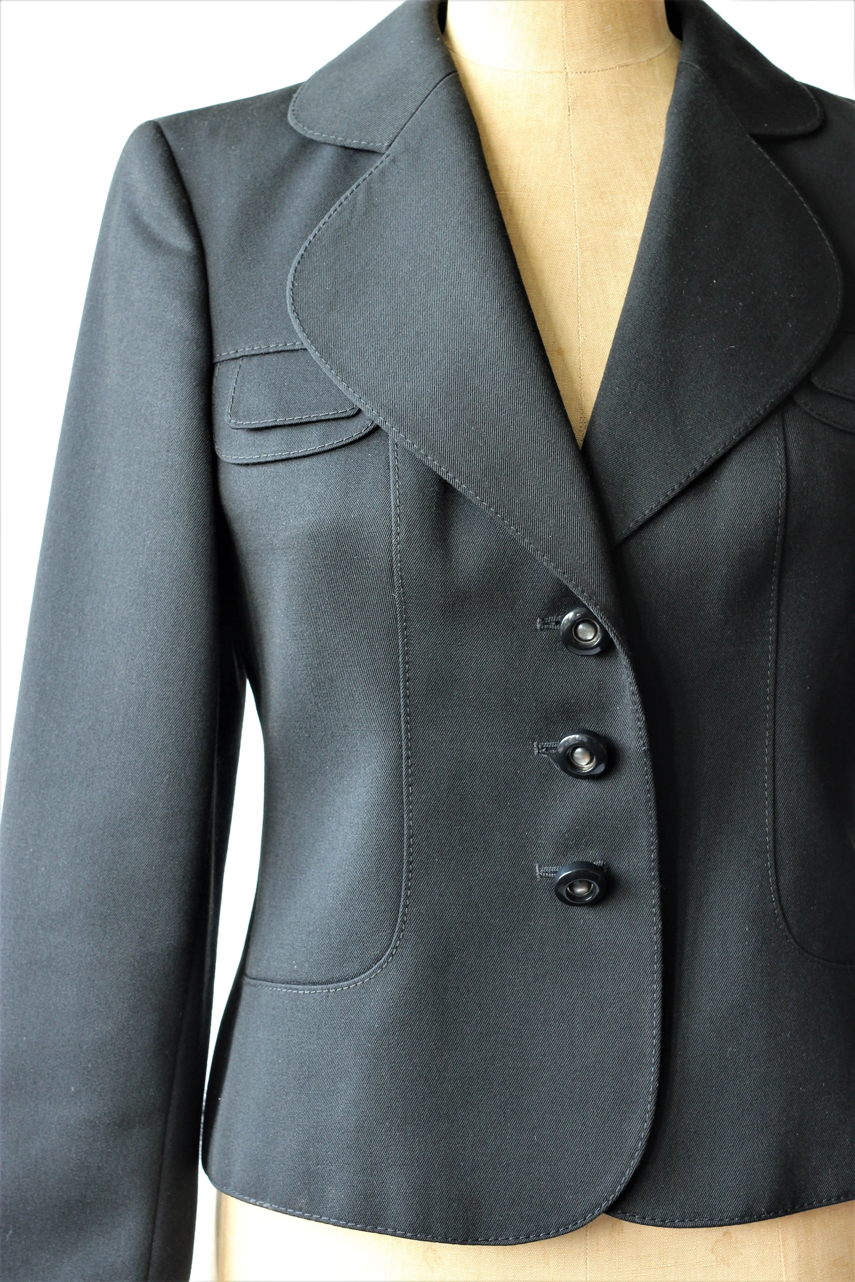 1980s Black Wool Blazer//Size M