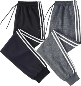 2 Pack Men's Casual Sweatpants Soft Fleece Active Athletic Workout Jogger Pants with Pocket and Drawstring
