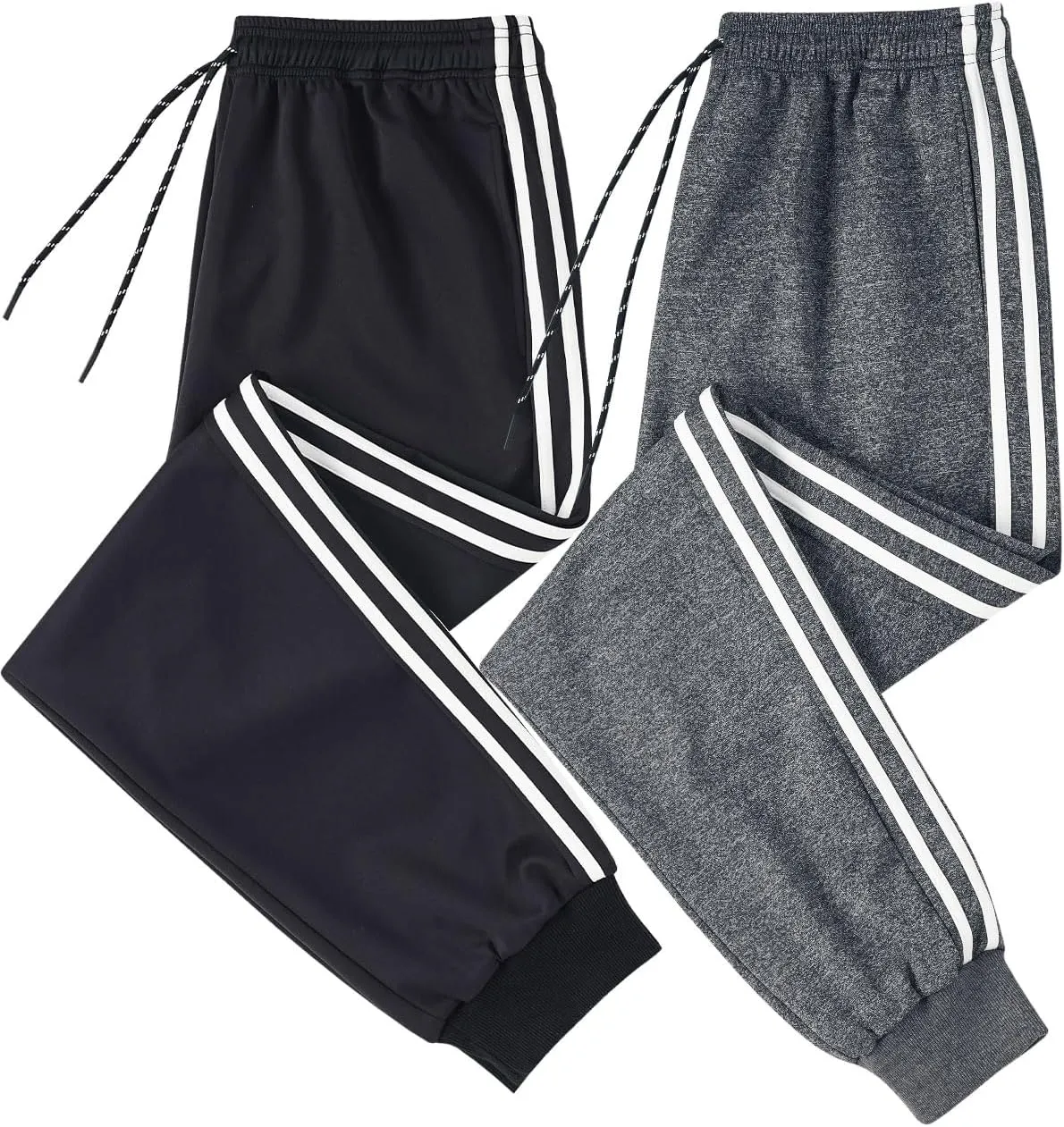 2 Pack Men's Casual Sweatpants Soft Fleece Active Athletic Workout Jogger Pants with Pocket and Drawstring