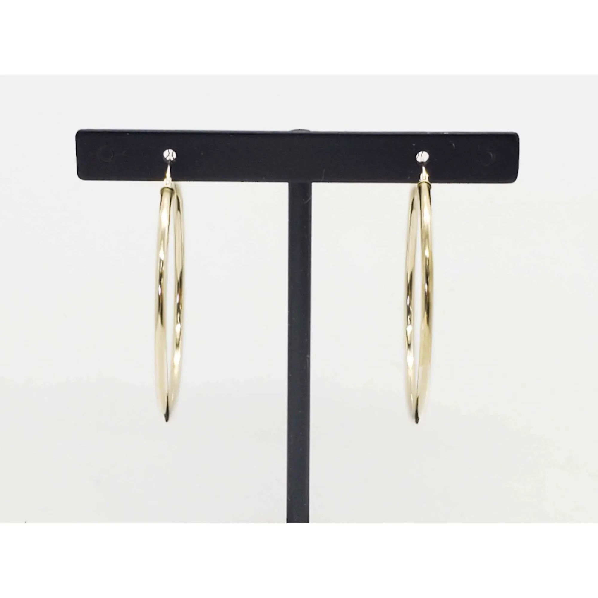 2mm Wide Hoop Earrings 14k Gold 1-5/8" Diameter
