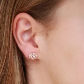 9K Rose Gold Morganite and Diamonds Stud Earrings - 20713874