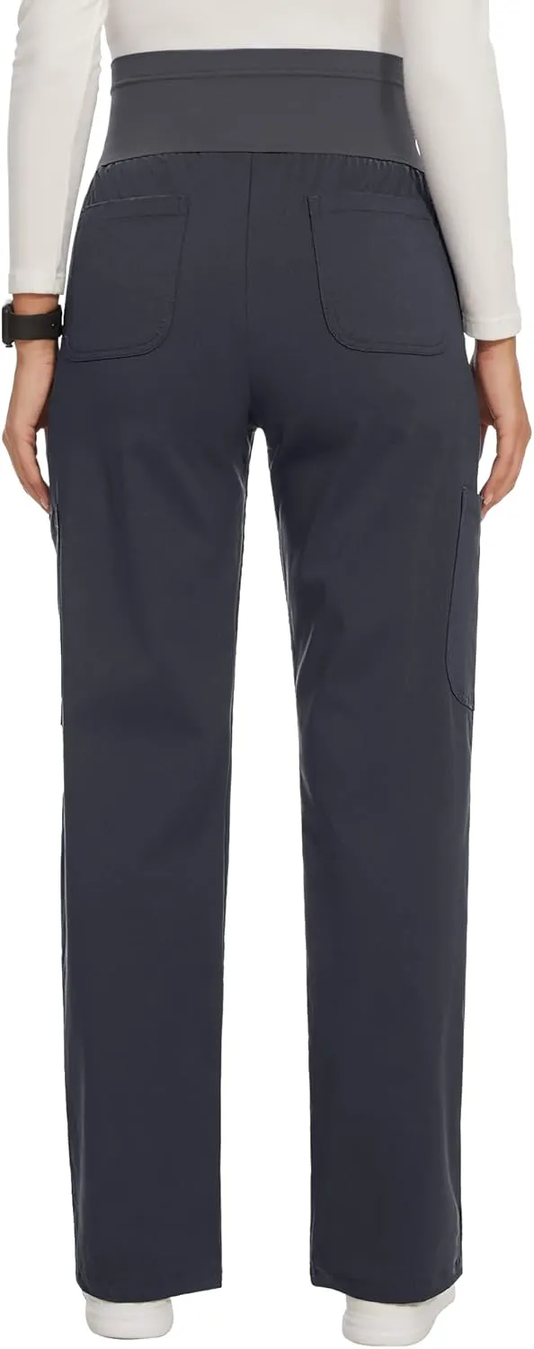 AMPOSH Women's Maternity Scrub Pants with 6 Pockets Stretchy Straight Leg Pregnancy Workwear