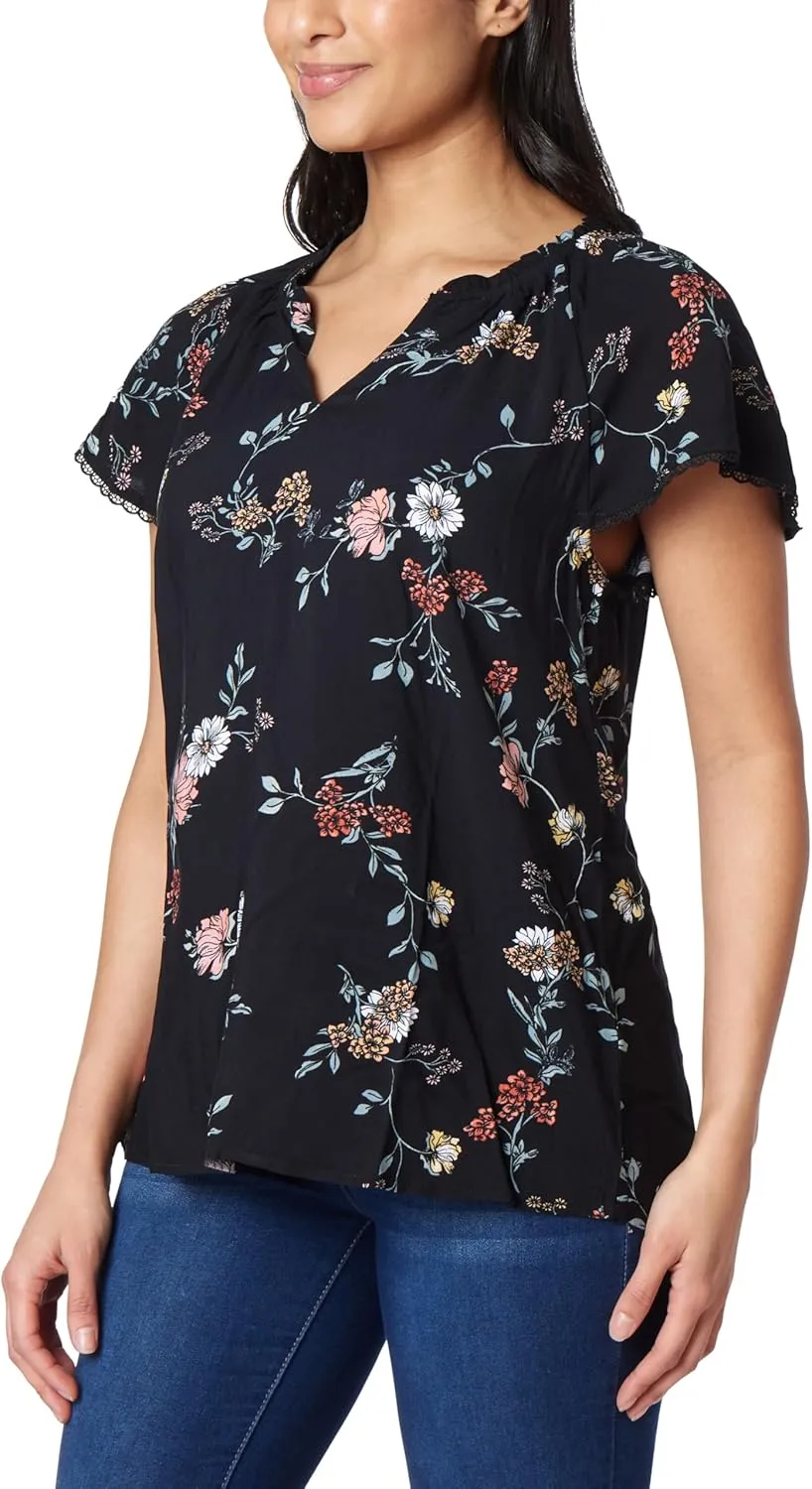 Angels Forever Young Women's Aileen Flutter Sleeve Blouse Top
