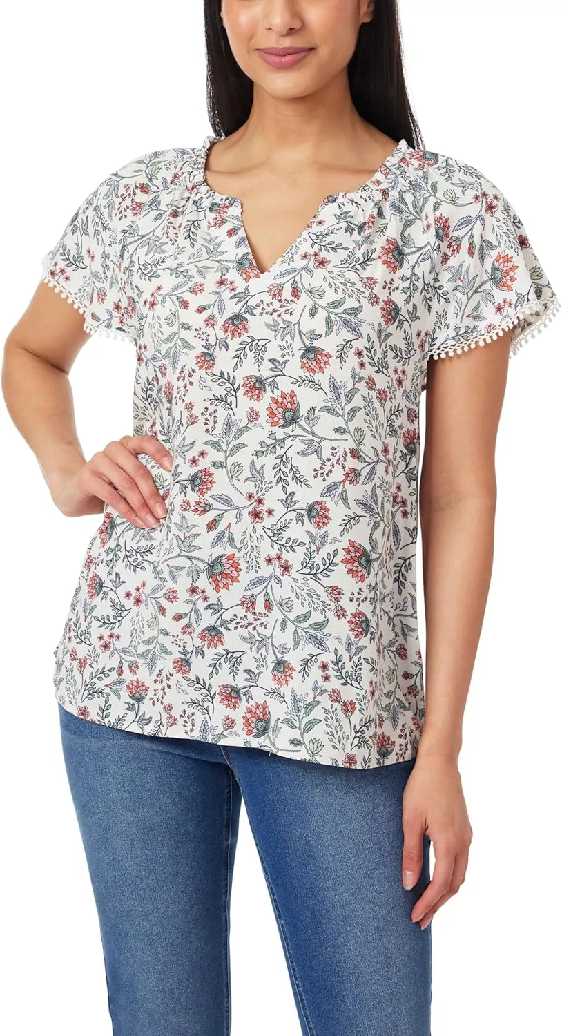 Angels Forever Young Women's Aileen Flutter Sleeve Blouse Top