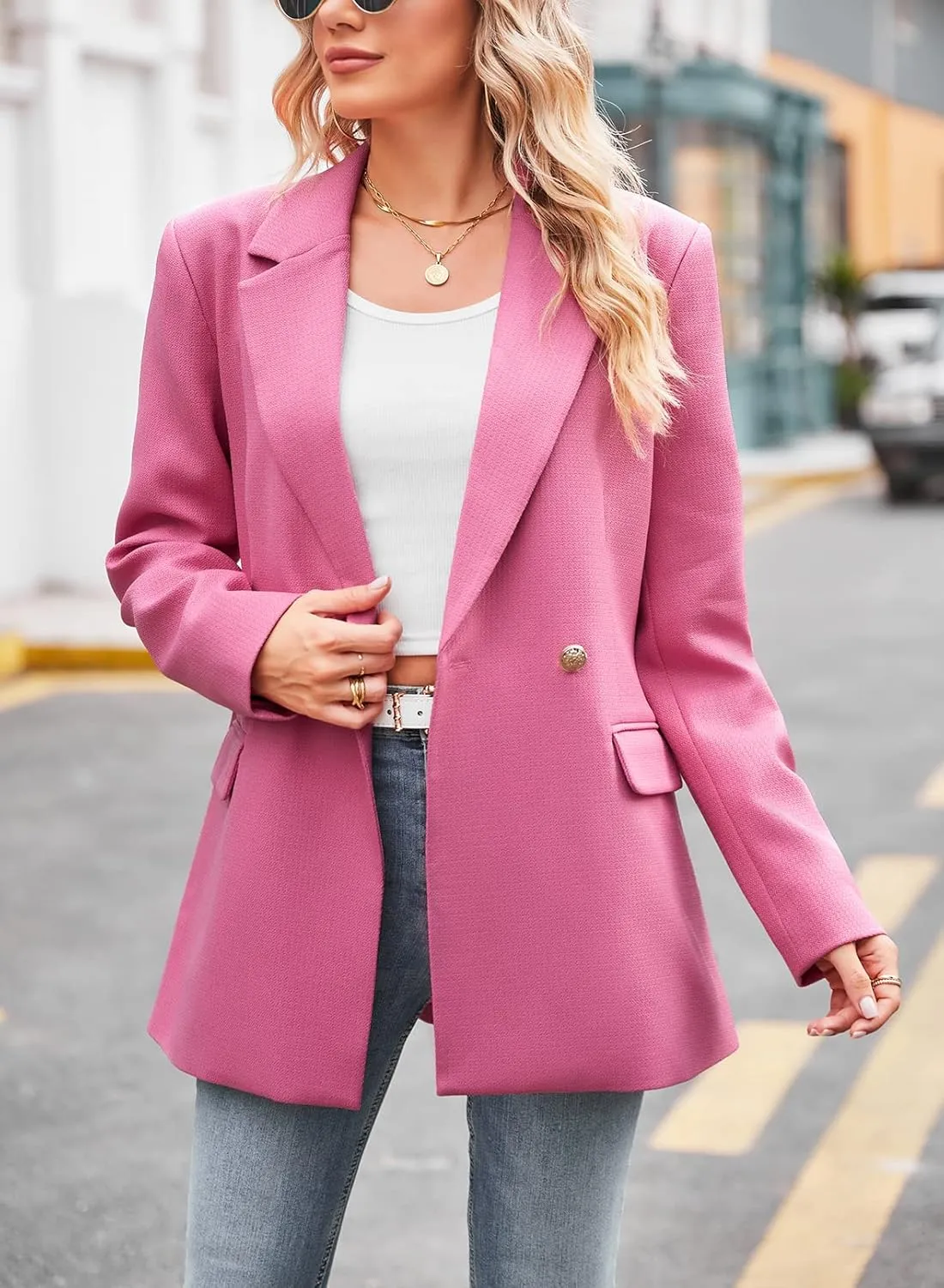 ARTFREE Womens Casual Blazer Button Lapel Long Sleeve Work Business Fashion Blazers Jackets Outfits with Pockets