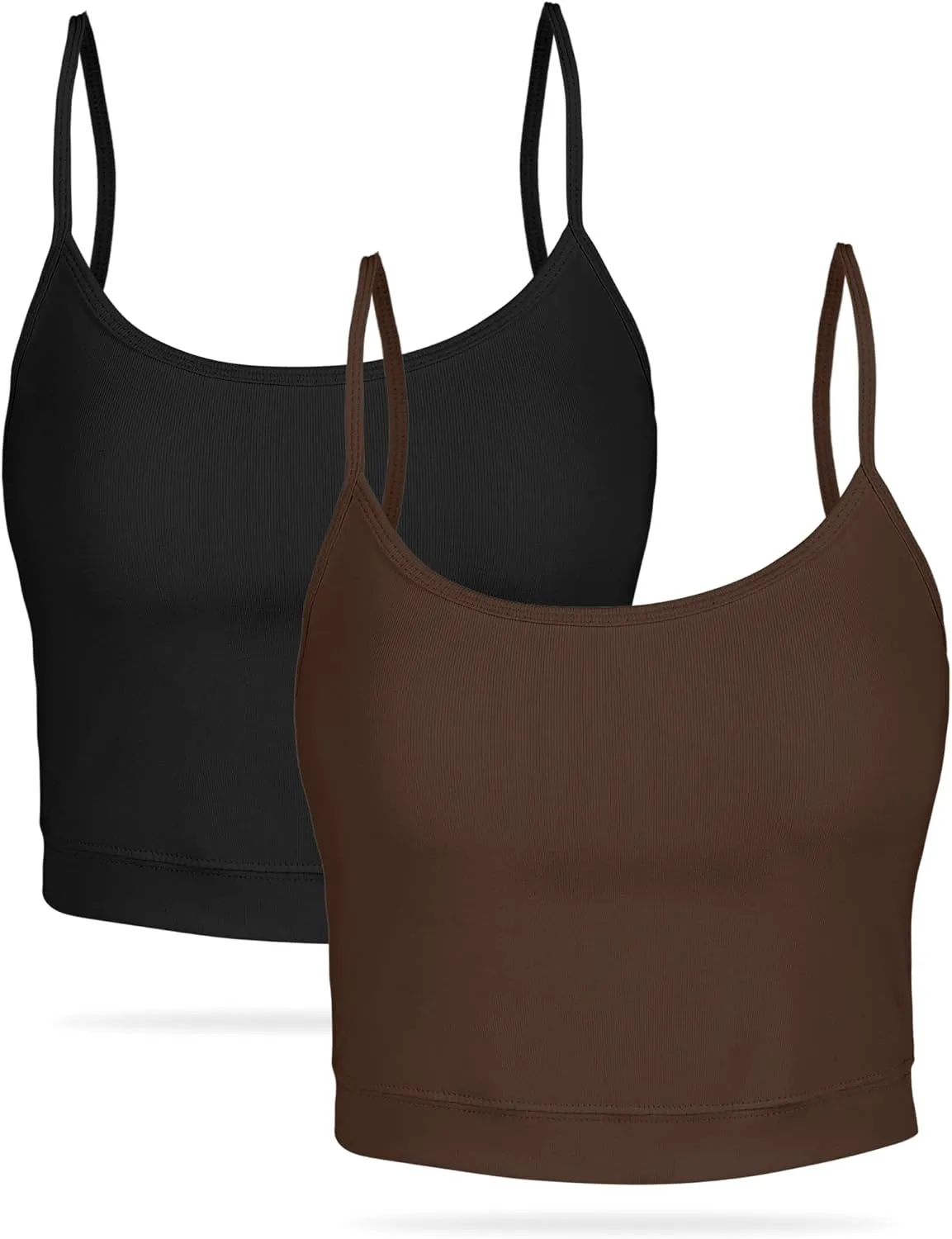AURUZA 2Pcs Crop Tops for Women, Spaghetti Strap Camisole Tank Top, Basic Solid Going Out Top Sleeveless Shirt Summer Clothes