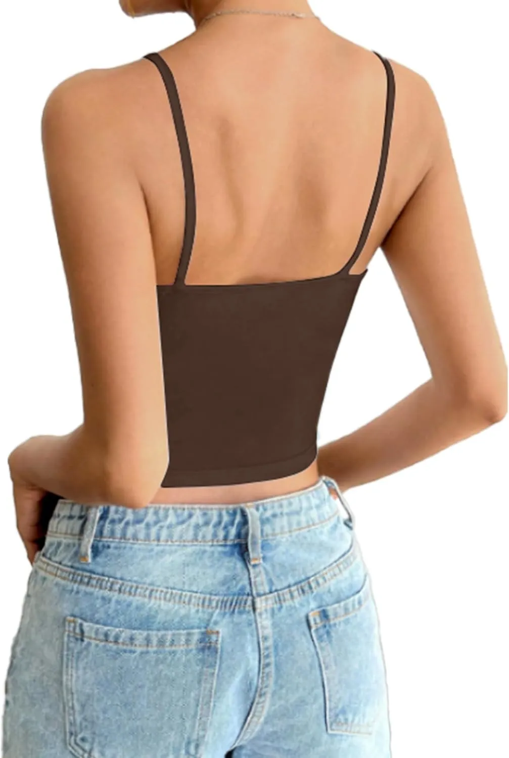 AURUZA 2Pcs Crop Tops for Women, Spaghetti Strap Camisole Tank Top, Basic Solid Going Out Top Sleeveless Shirt Summer Clothes