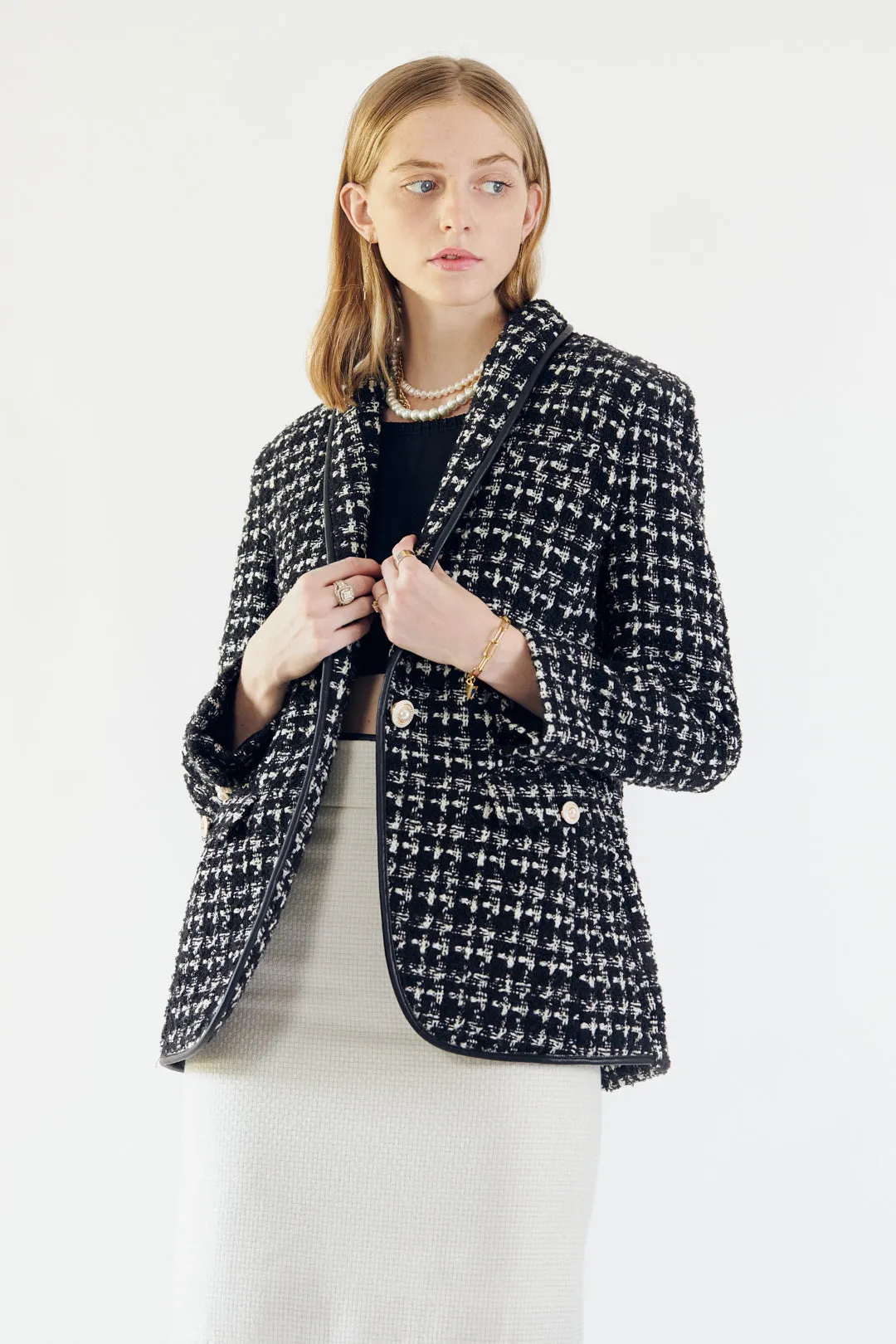 Black & White Tweed Checkers Blazer