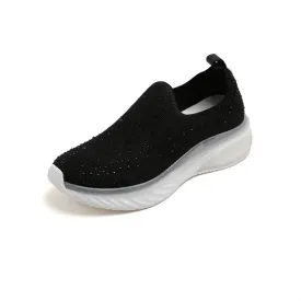 Black Crystal Cushioning Slip On Sneakers