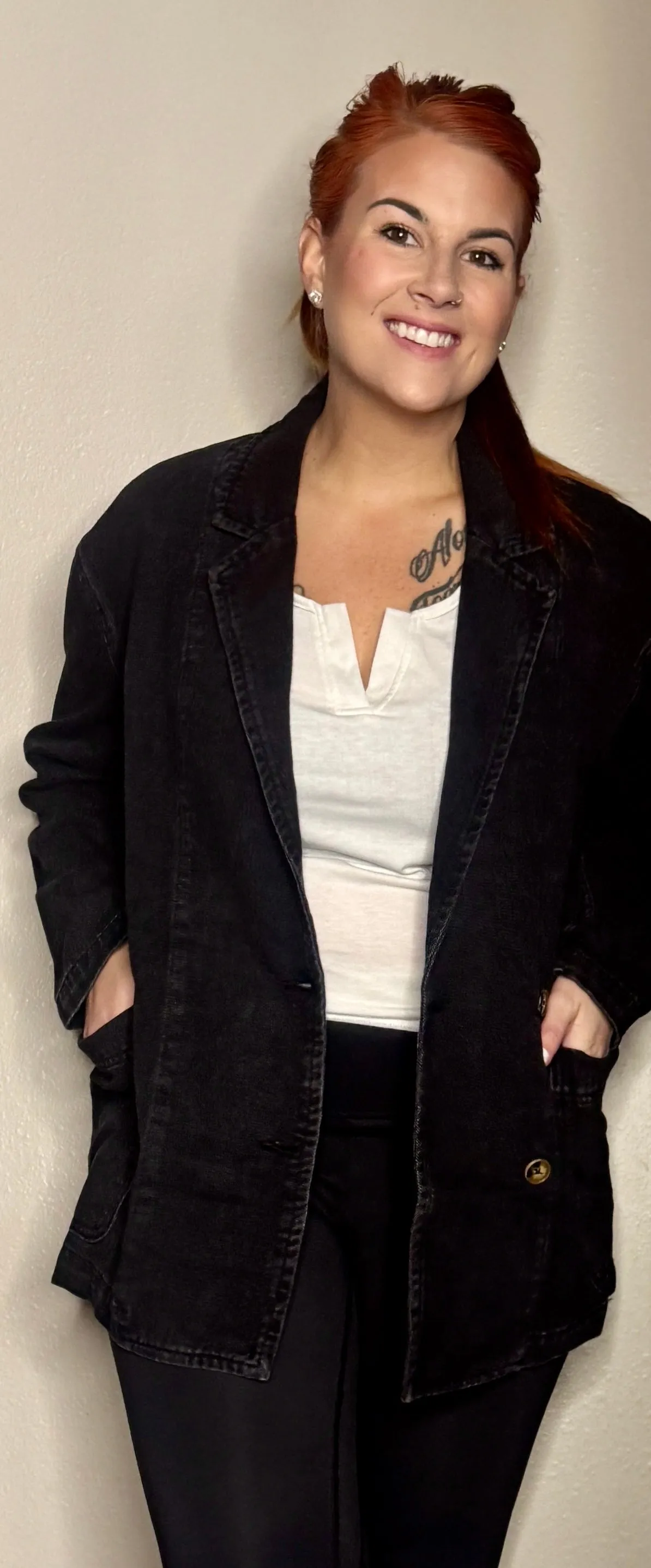 Black Denim Lapel Jacket