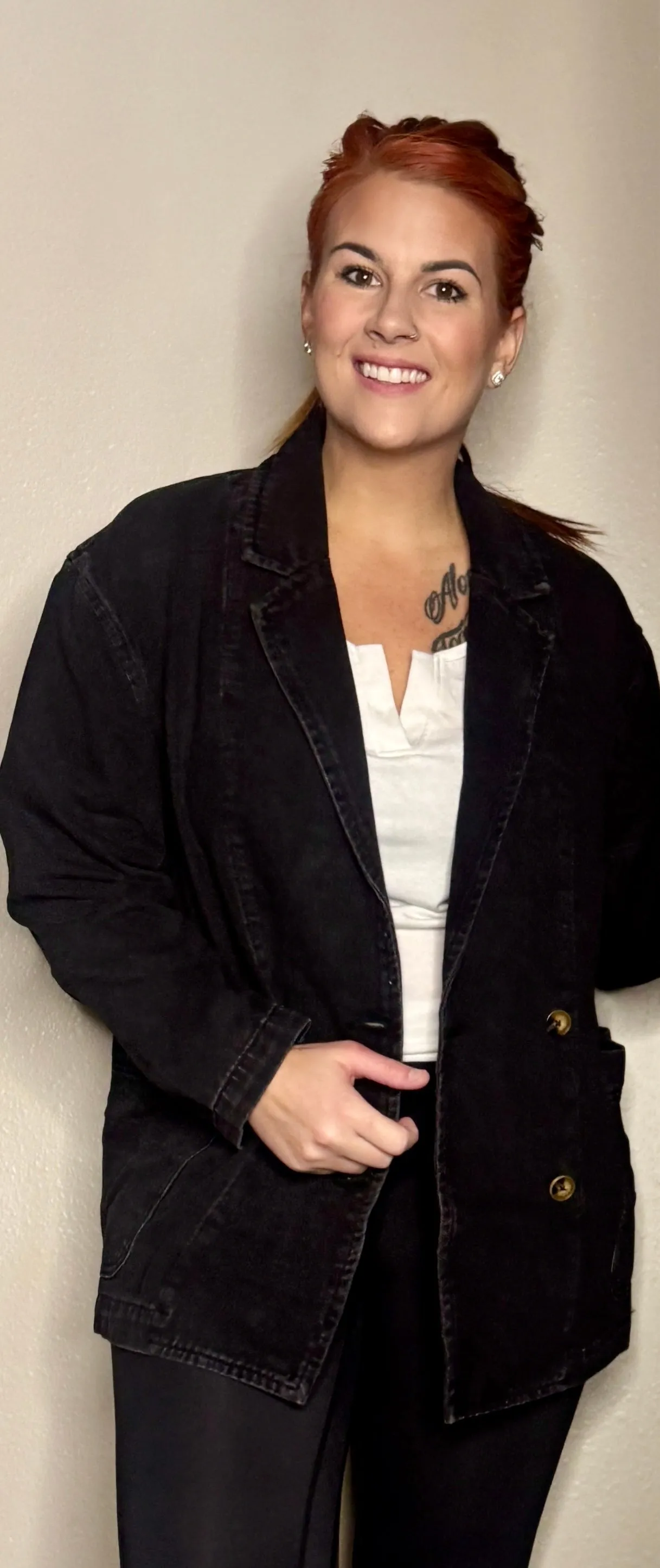 Black Denim Lapel Jacket