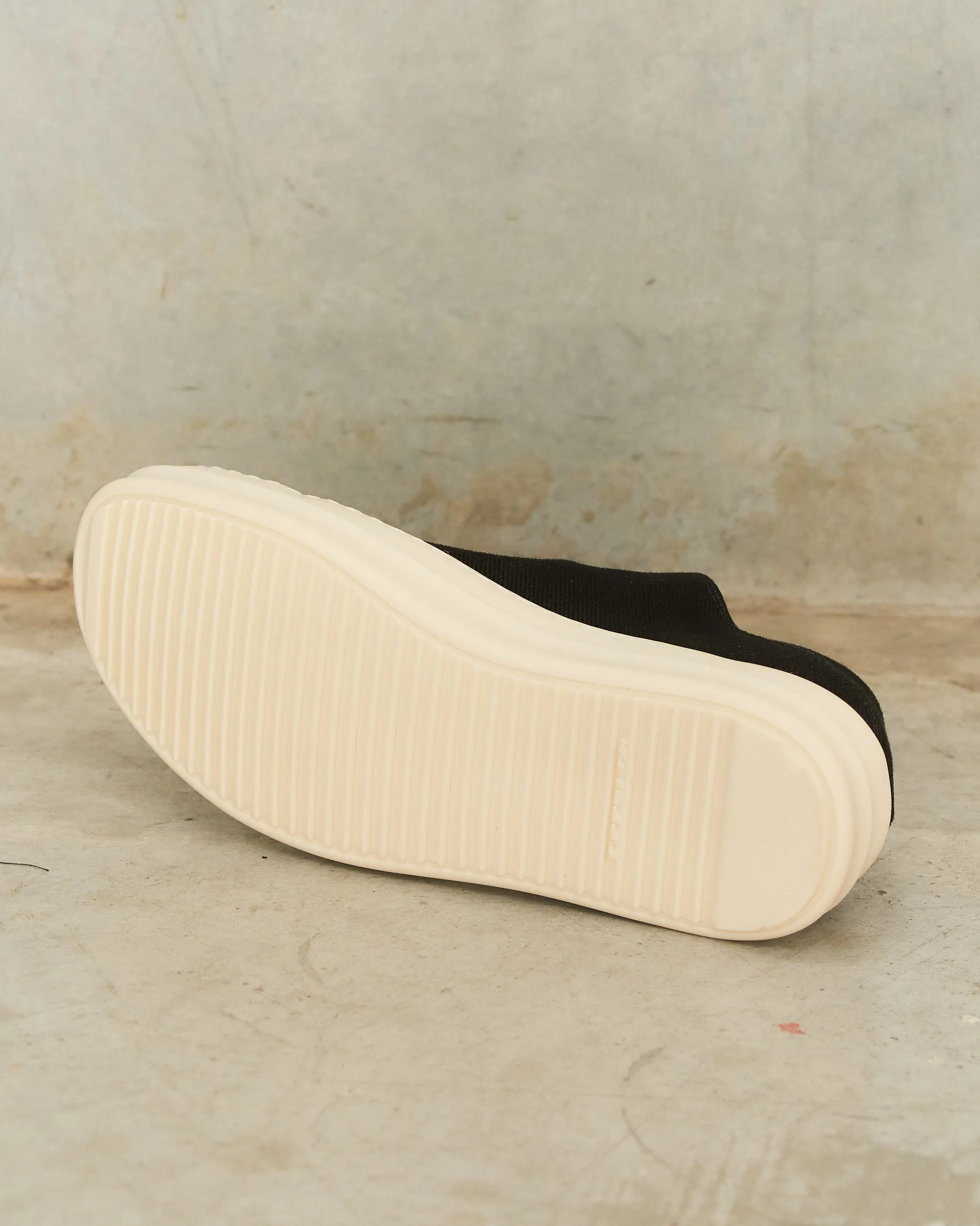 Black Denim Slip On Sneakers