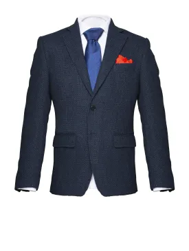 Blue Harris Tweed Wool Blazer by Tollegno