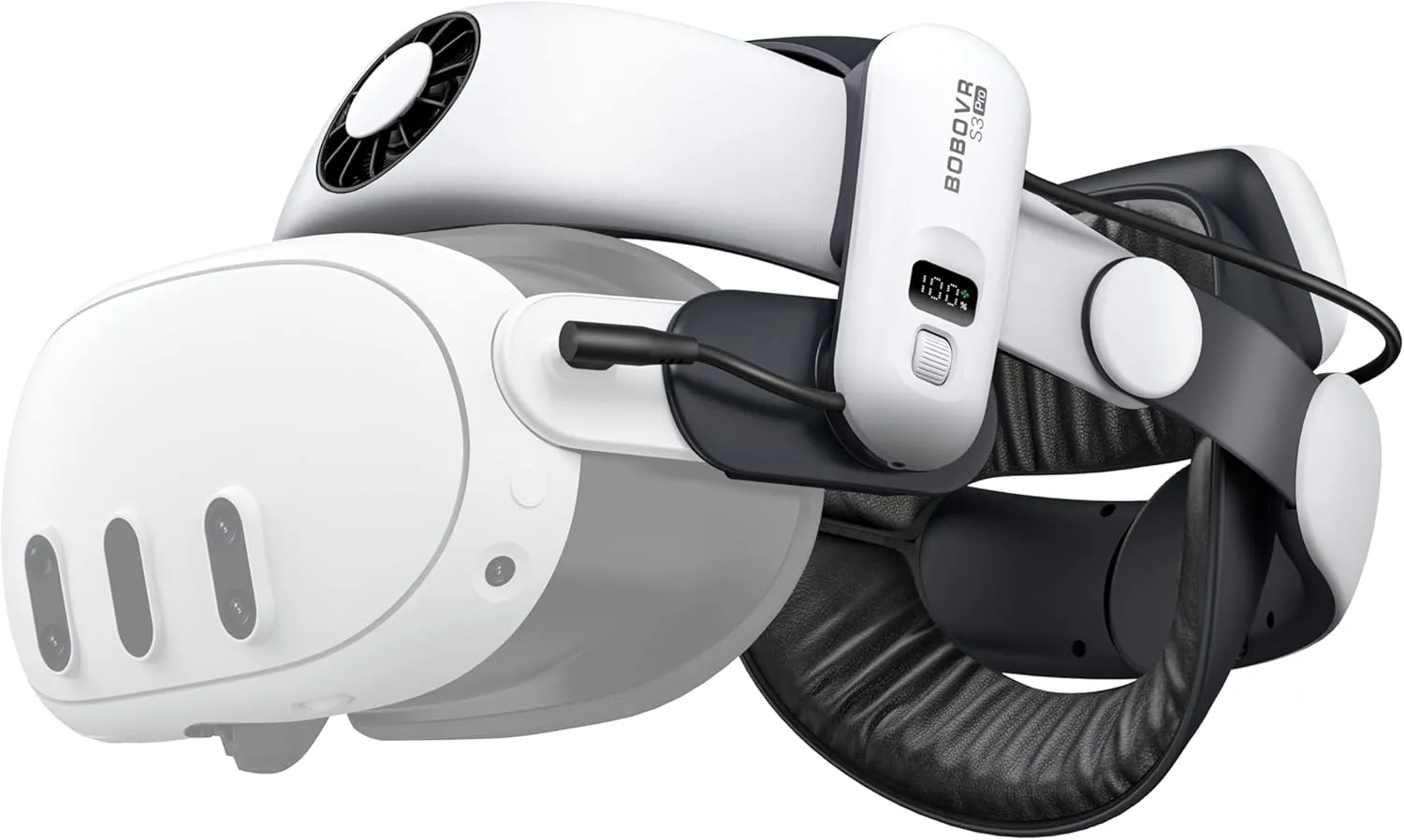 BOBOVR S3 Pro Battery Strap Accessories,Head Air Cooling System and 10000mah Hot-swappable Battery Pack,Compatible with Meta Quest 3/Quest 3S