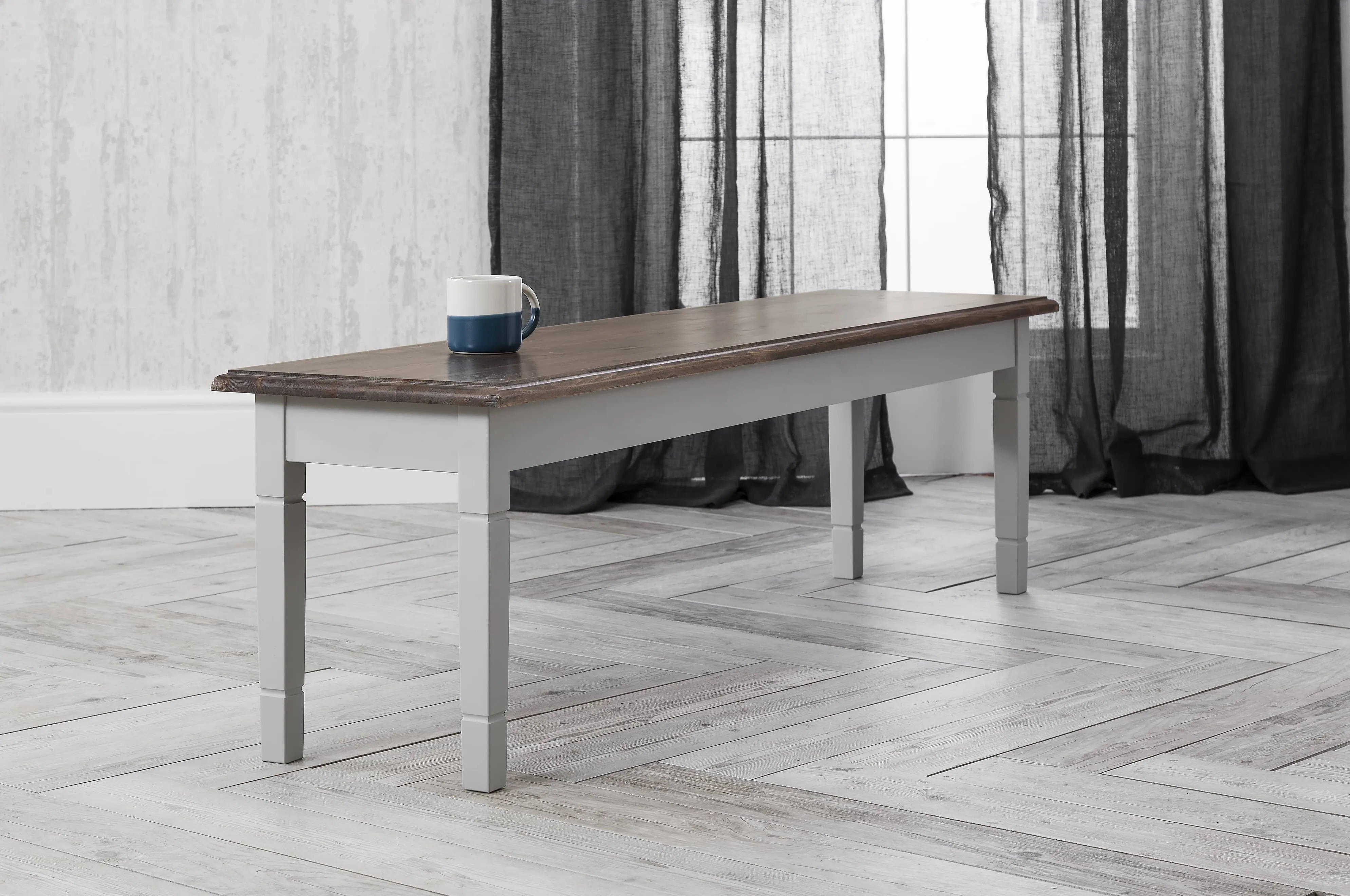 Canterbury Hallway Bench Entryway 180cm in Grey and Dark Pine