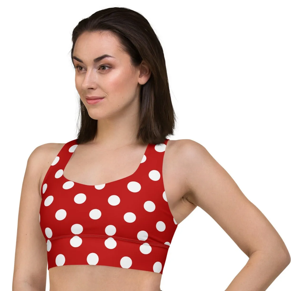 Classic Red & White Polka Dot Sports Bra, lioness-love