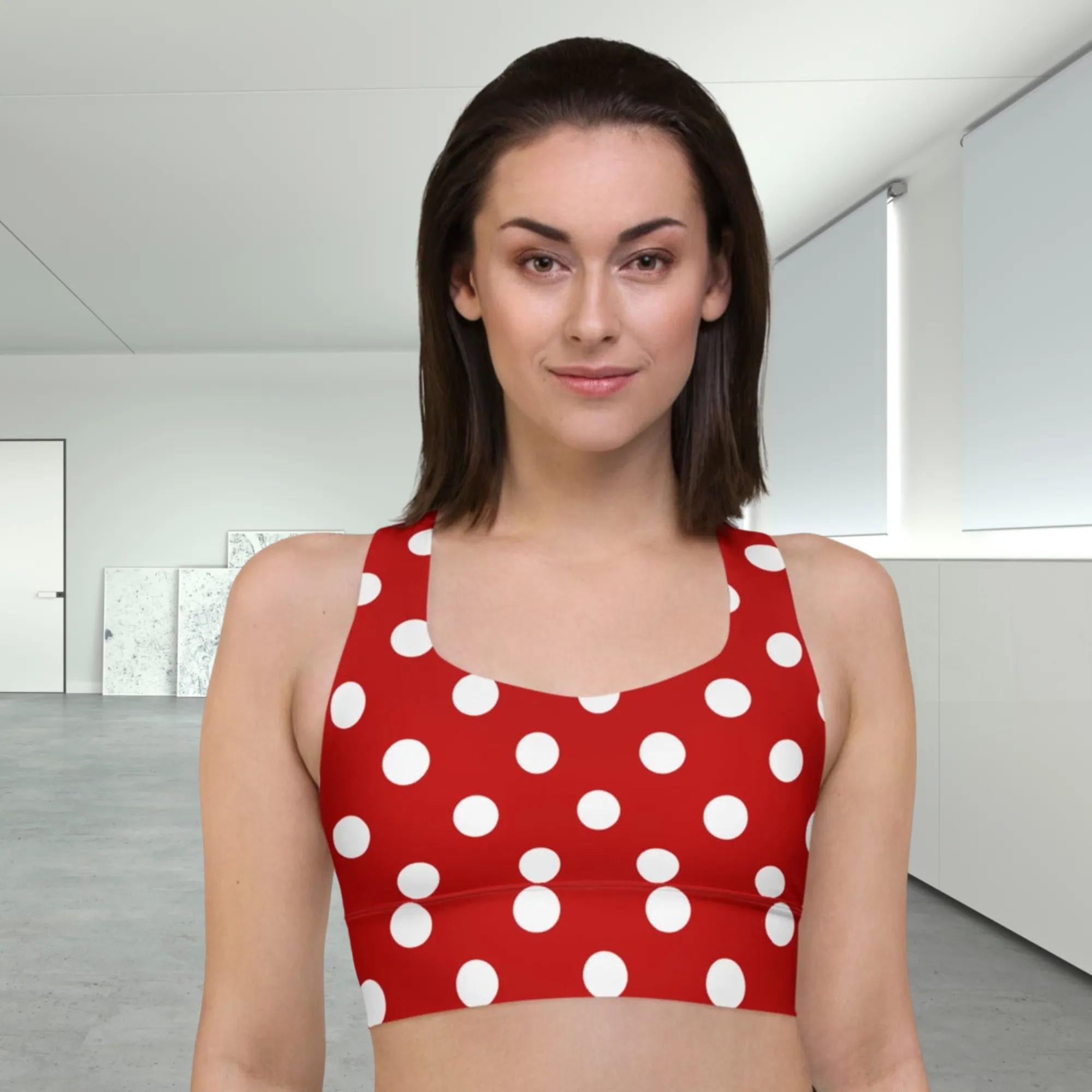 Classic Red & White Polka Dot Sports Bra, lioness-love