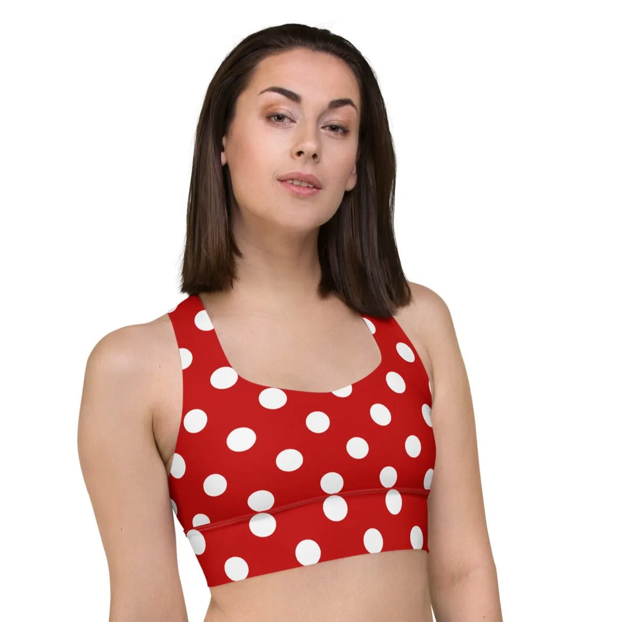 Classic Red & White Polka Dot Sports Bra, lioness-love