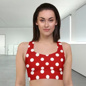 Classic Red & White Polka Dot Sports Bra, lioness-love