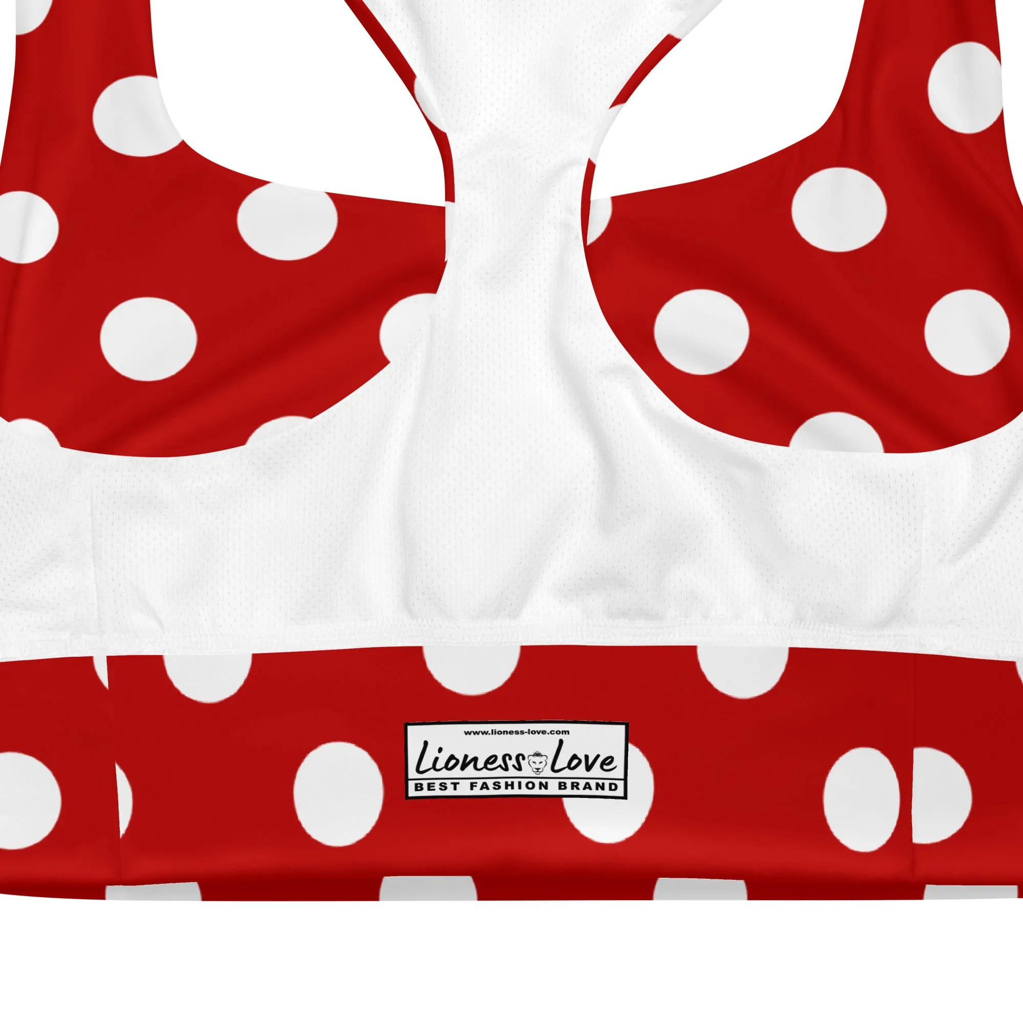 Classic Red & White Polka Dot Sports Bra, lioness-love