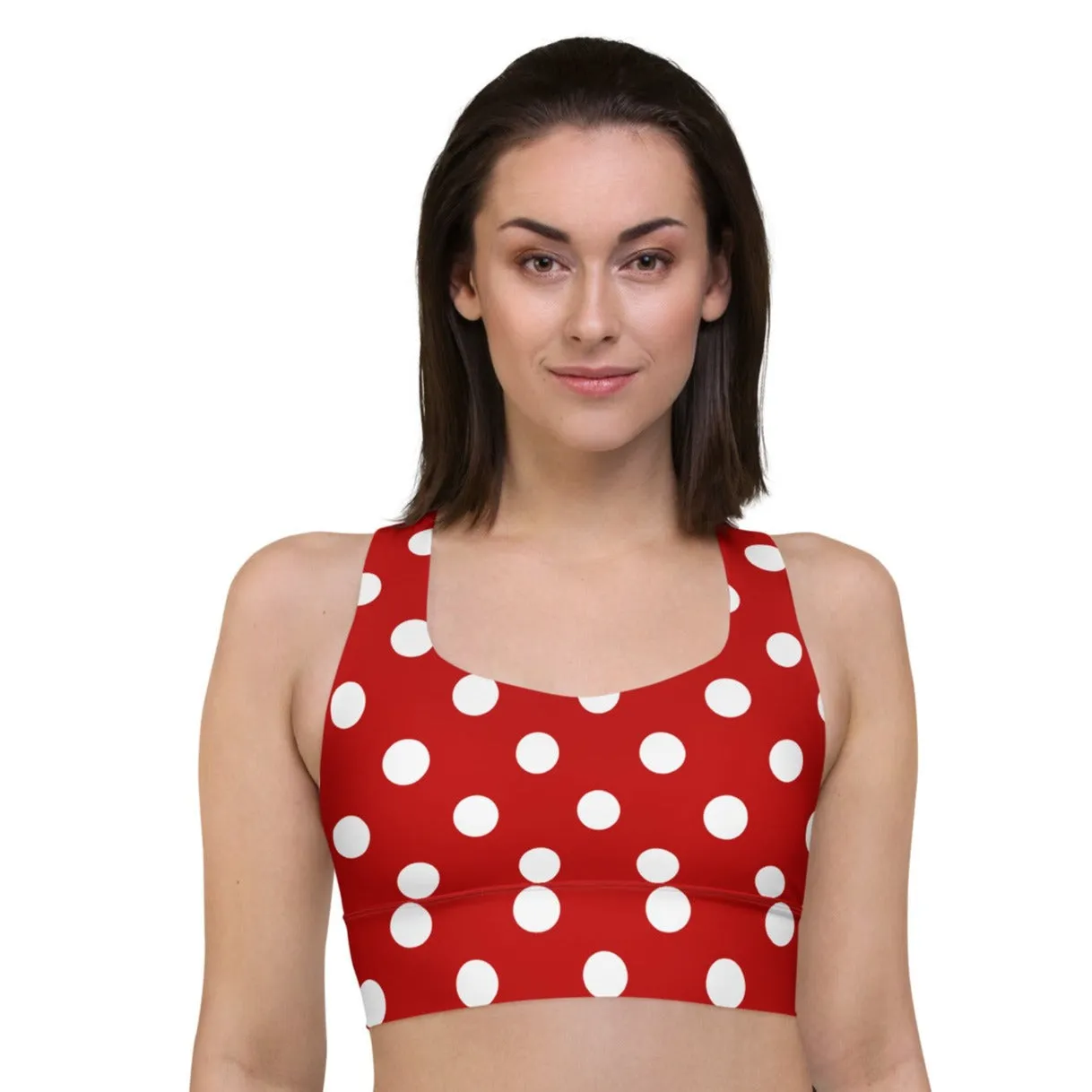 Classic Red & White Polka Dot Sports Bra, lioness-love