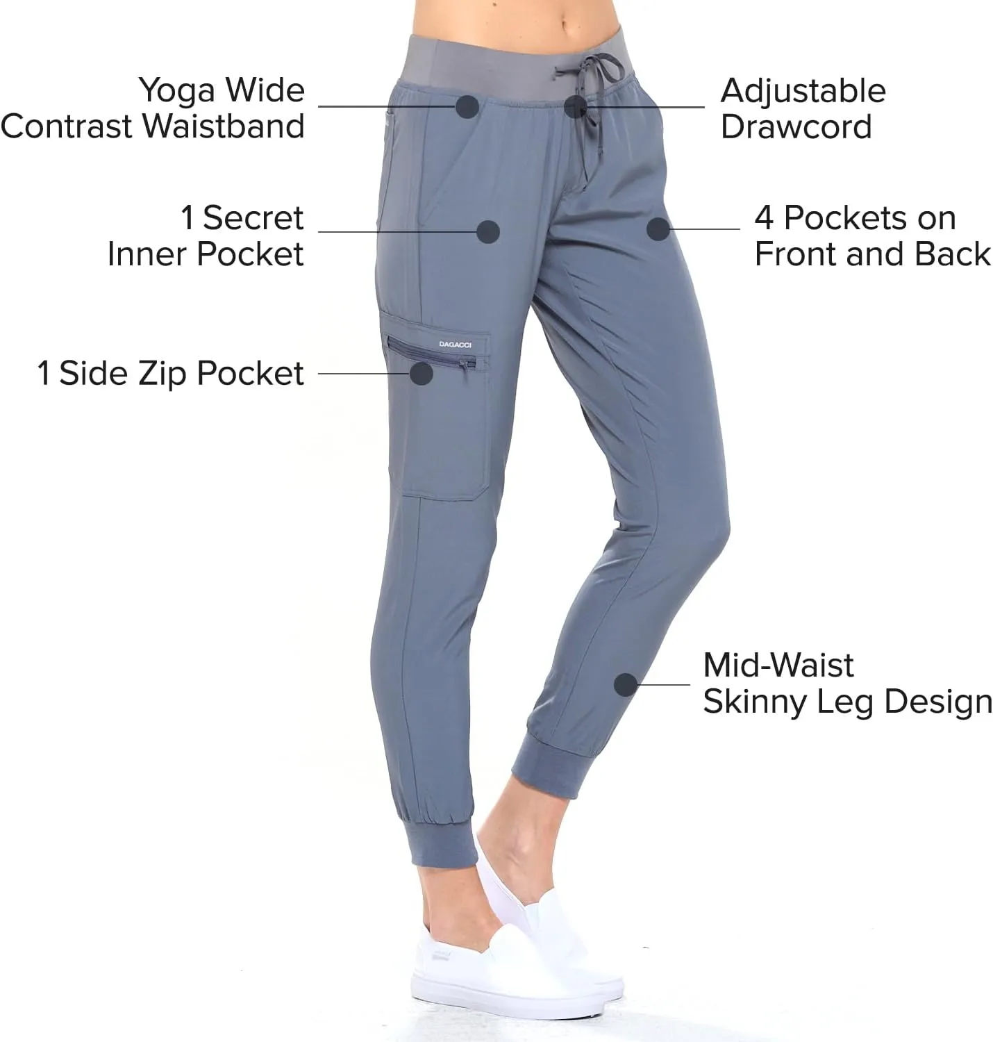 Dagacci Medical Uniform Women and Men Unisex 4-Way Stretch Jogger Scrub Set