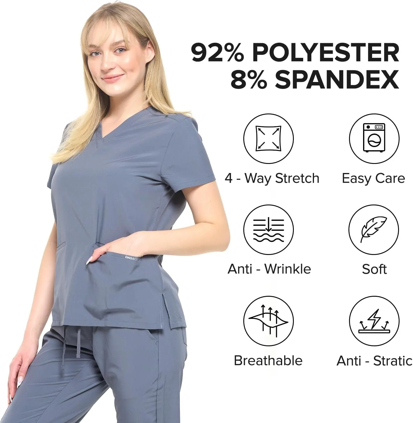 Dagacci Medical Uniform Women and Men Unisex 4-Way Stretch Jogger Scrub Set