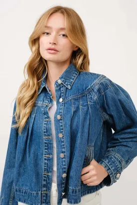 Debbie - Pleated Denim Jacket W/Stitch