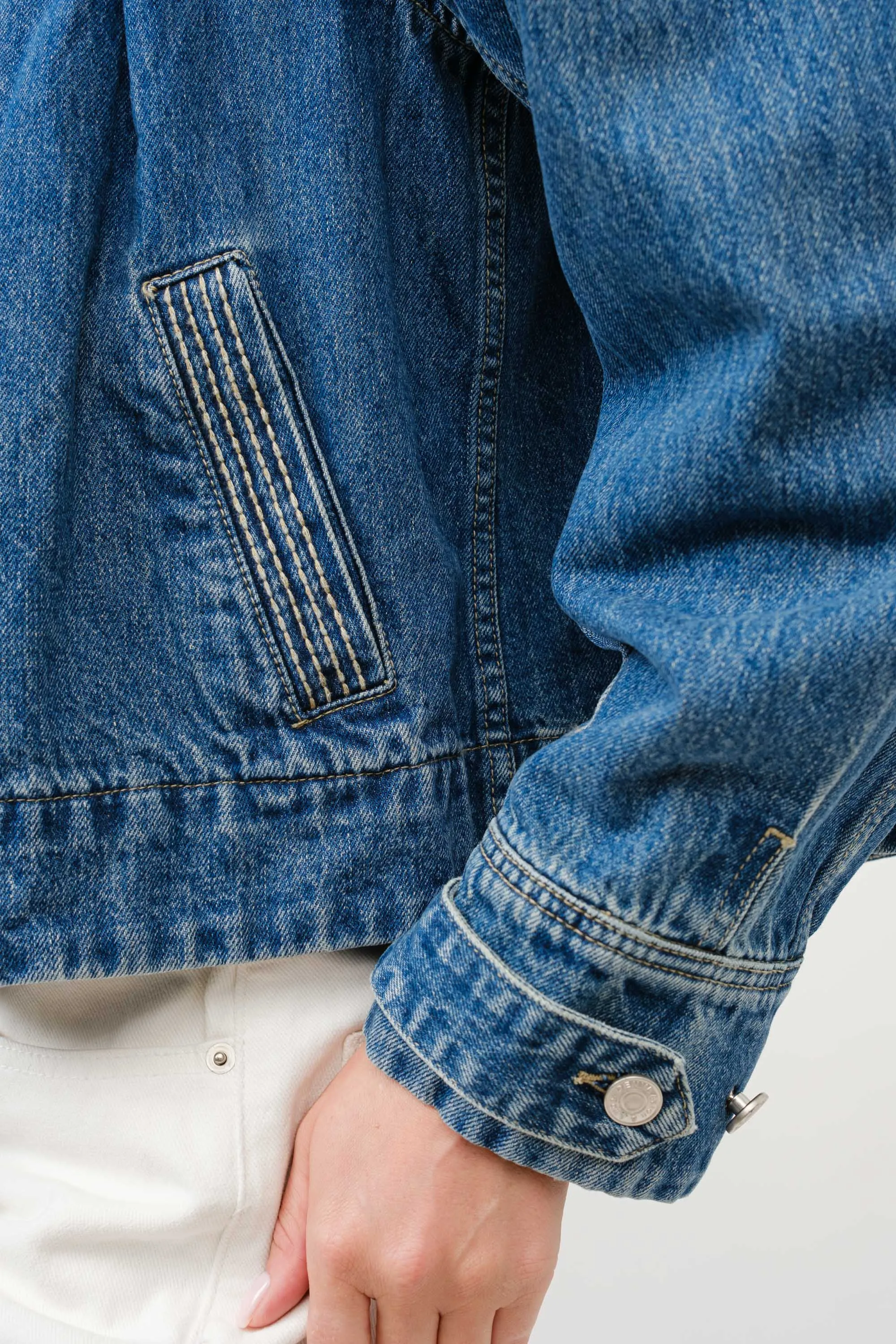 Debbie - Pleated Denim Jacket W/Stitch