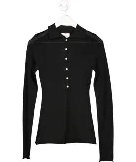 DISSH Black Jane Merino Wool Polo Knit Top UK XS