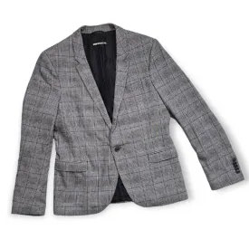 DRYKORN Men's Outerwear Blazer Jacket Grau with Tiny Blue Stripes Viscose Single Breasted Size M