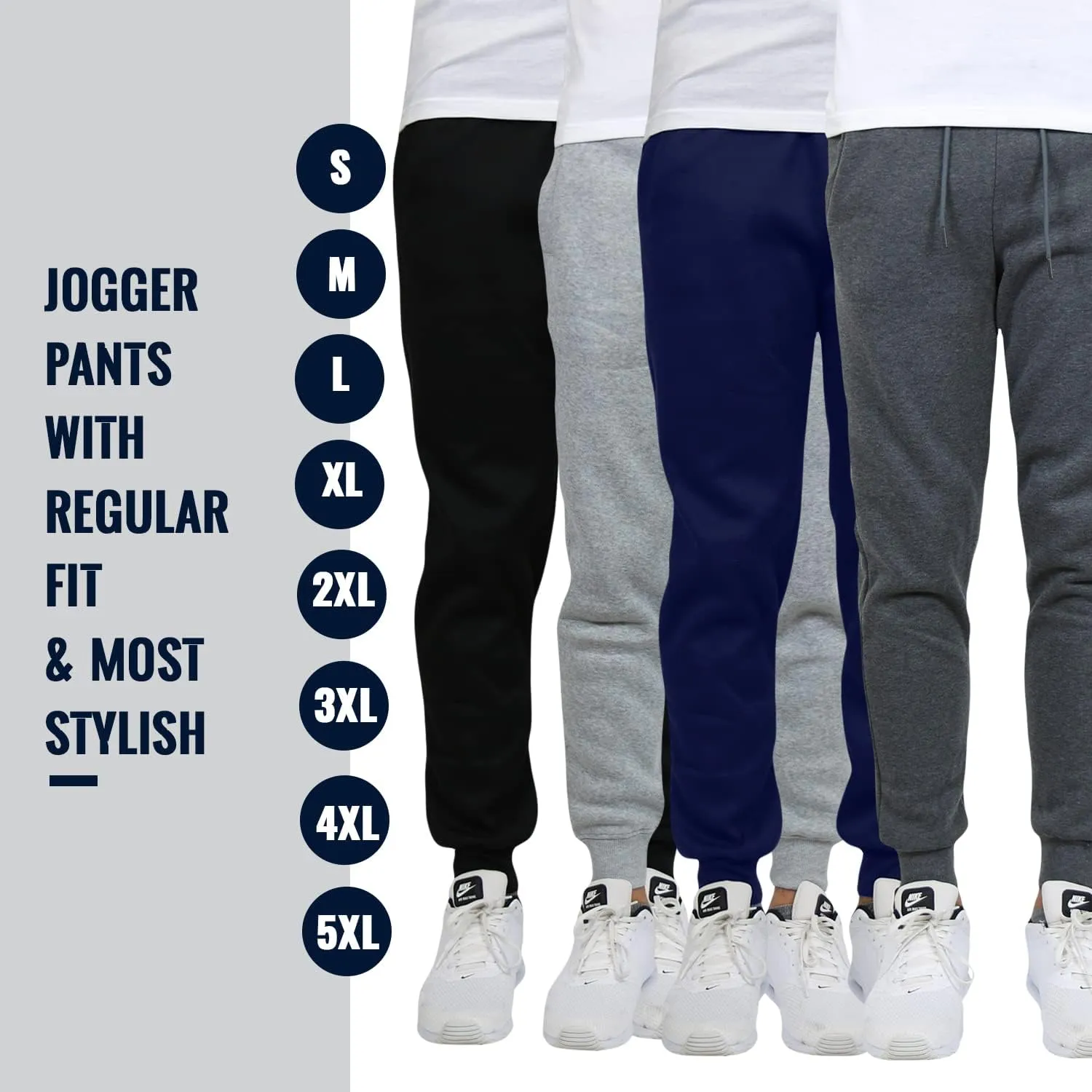 Galaxy by Harvic Mens Slim Fit Fleece Jogger Sweatpants with Drawstring and Pocket,4 Pack