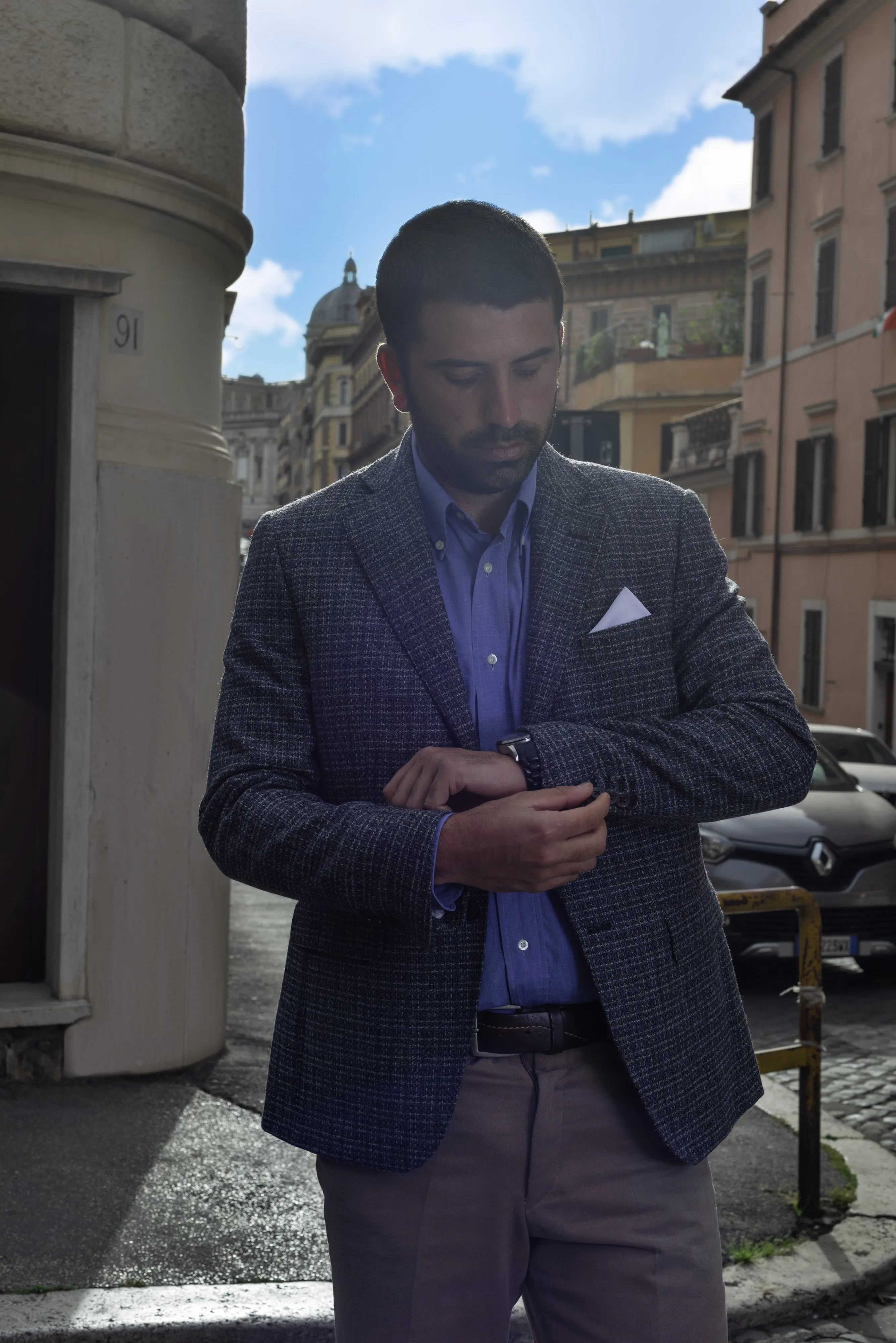 Grey "Stoffa" Wool/Cotton/Cashemere Blazer by Bottoli
