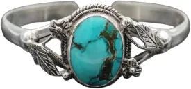 Handcrafted Sterling Silver Turquoise Bracelet for Women - Vintage-Style Southwestern Jewelry with Natural Turquoise Stone - Boho Chic Cuff Bracelet