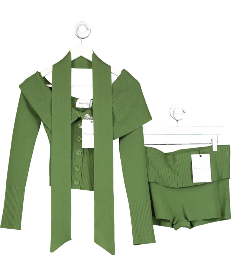 HOUSE OF SUNNY Green One Love Rib Co-ord Set UK 10