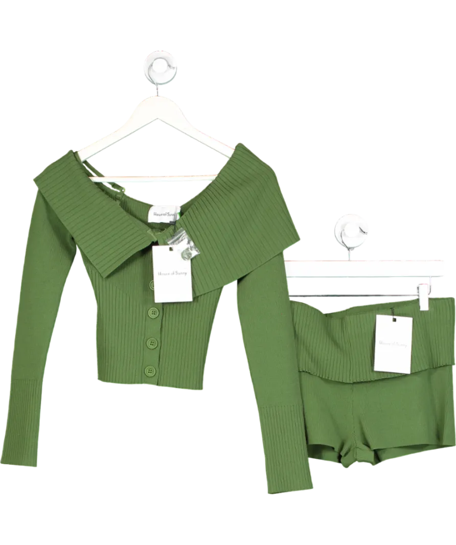 HOUSE OF SUNNY Green One Love Rib Co-ord Set UK 10