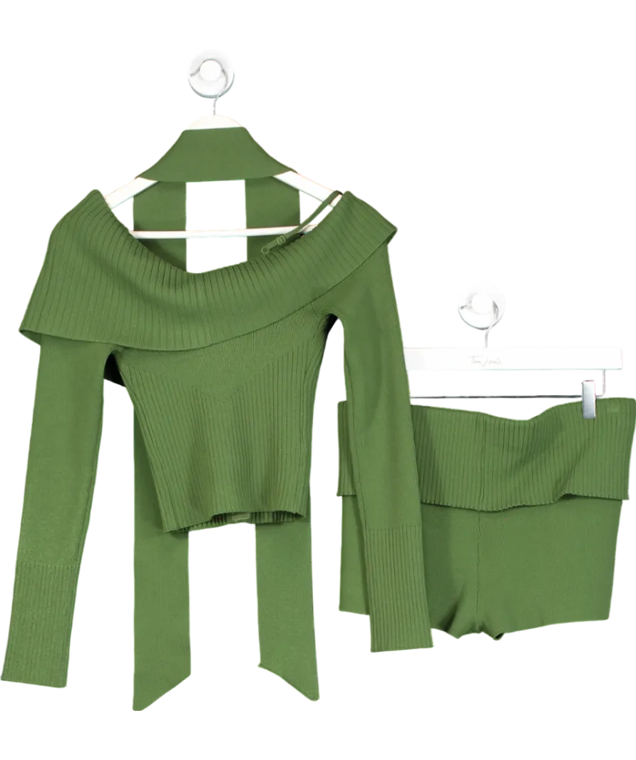 HOUSE OF SUNNY Green One Love Rib Co-ord Set UK 10