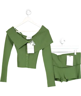 HOUSE OF SUNNY Green One Love Rib Co-ord Set UK 10