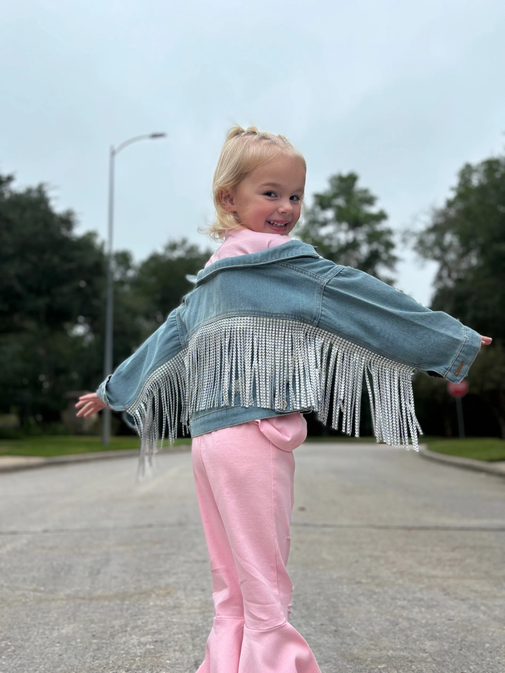Kids Denim Fringe Jacket