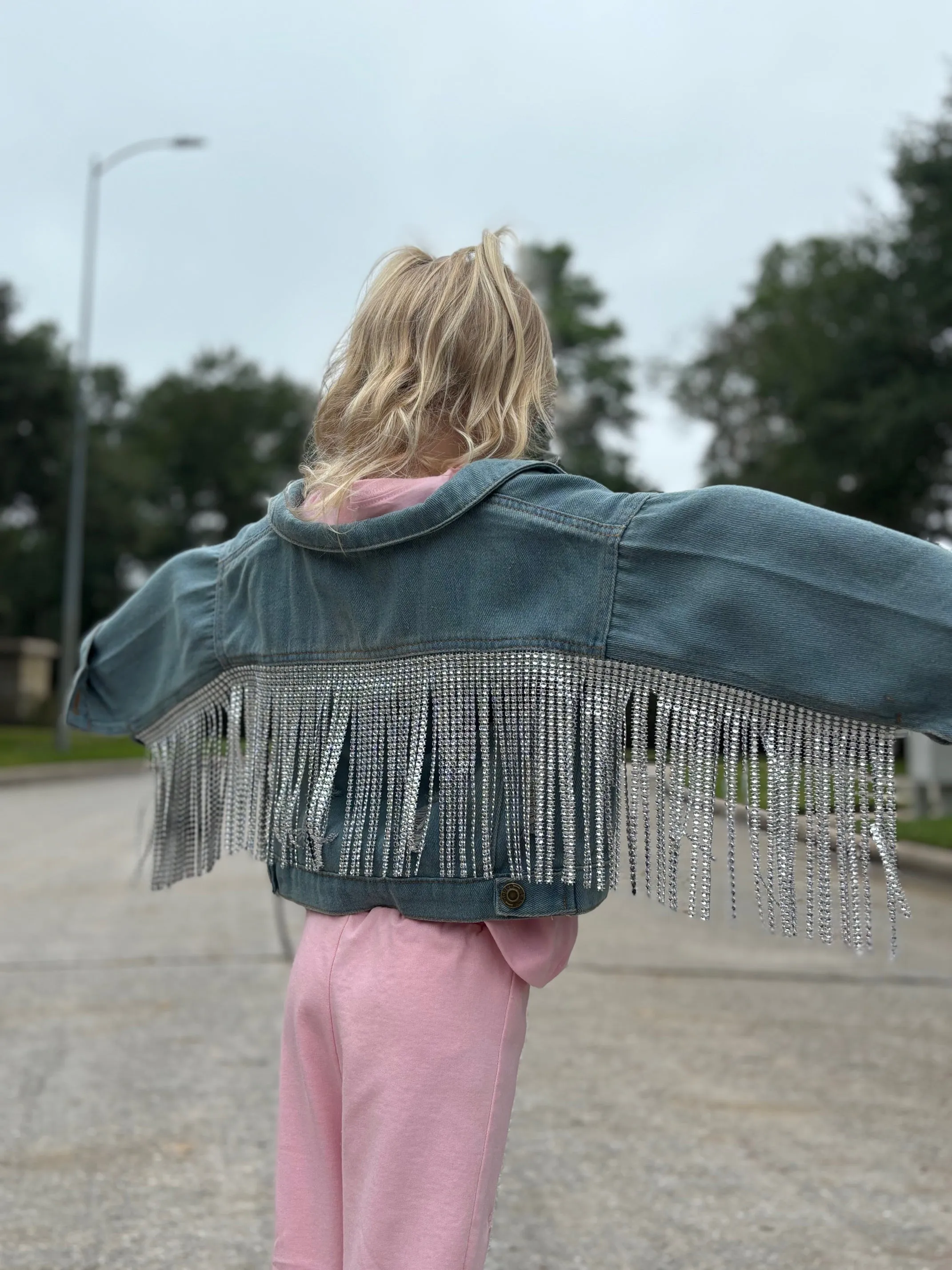 Kids Denim Fringe Jacket