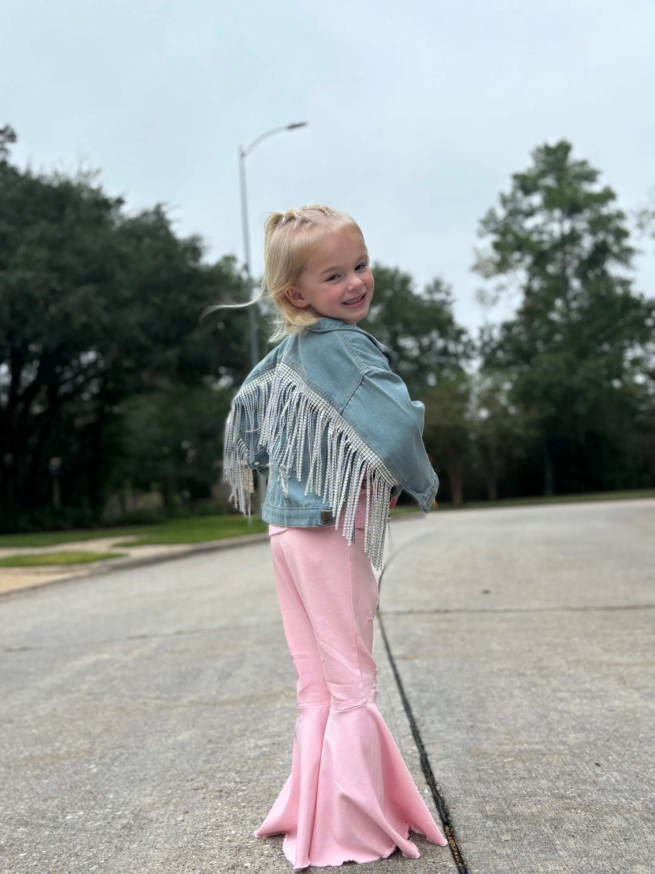 Kids Denim Fringe Jacket