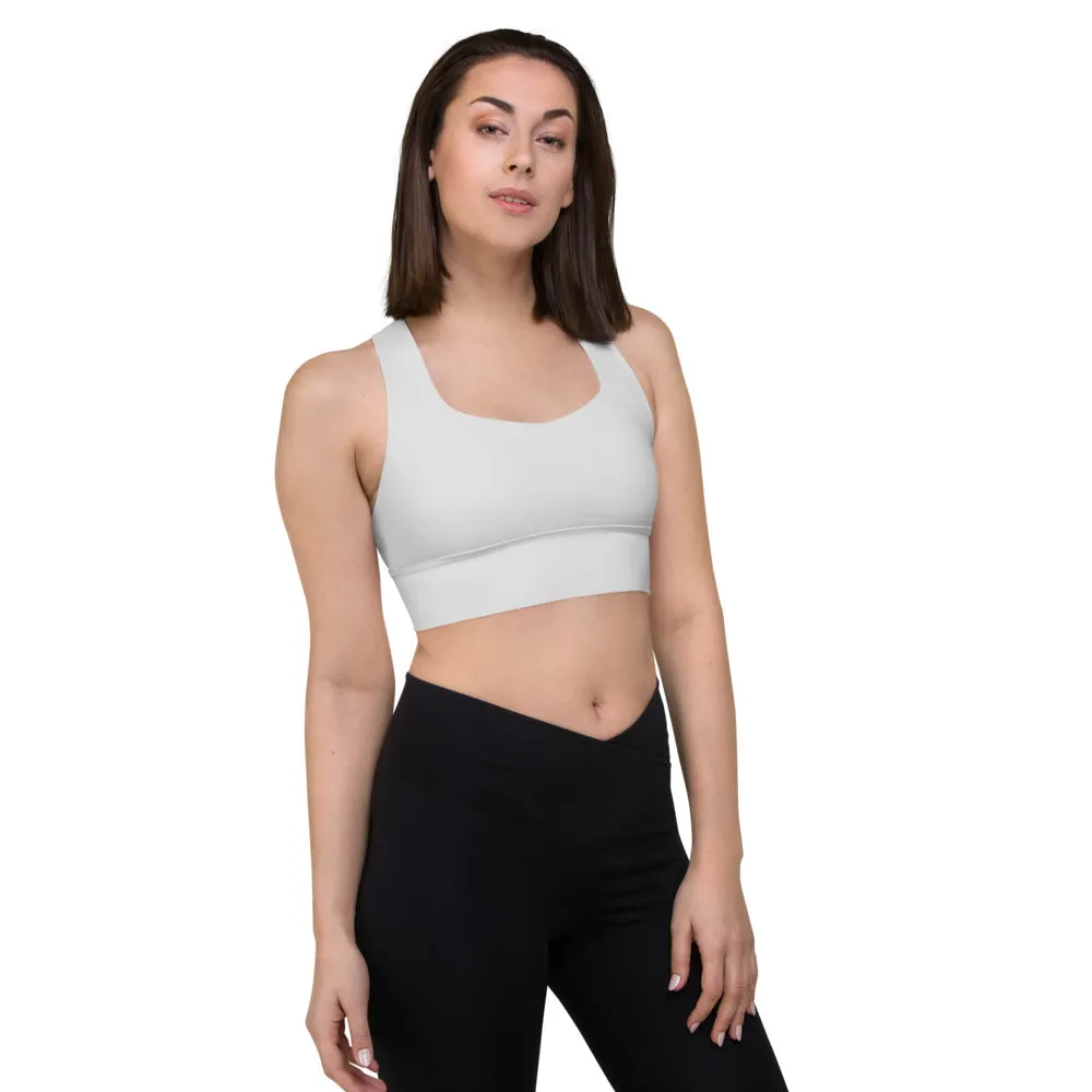 Light Grey Longline Sports Bra, Best Longline Sports Bra For Women-Made in USA/EU/MX (US Size: XS-3XL)