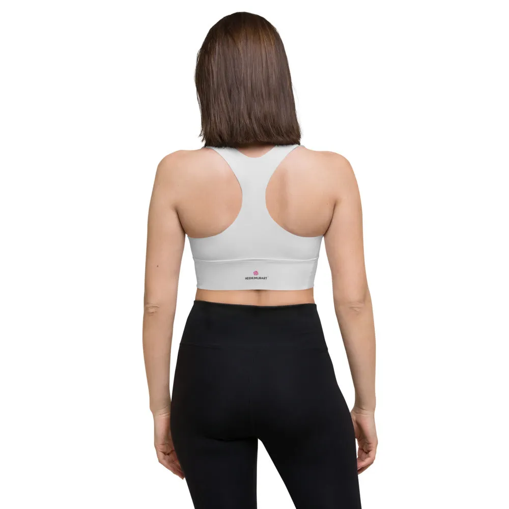 Light Grey Longline Sports Bra, Best Longline Sports Bra For Women-Made in USA/EU/MX (US Size: XS-3XL)